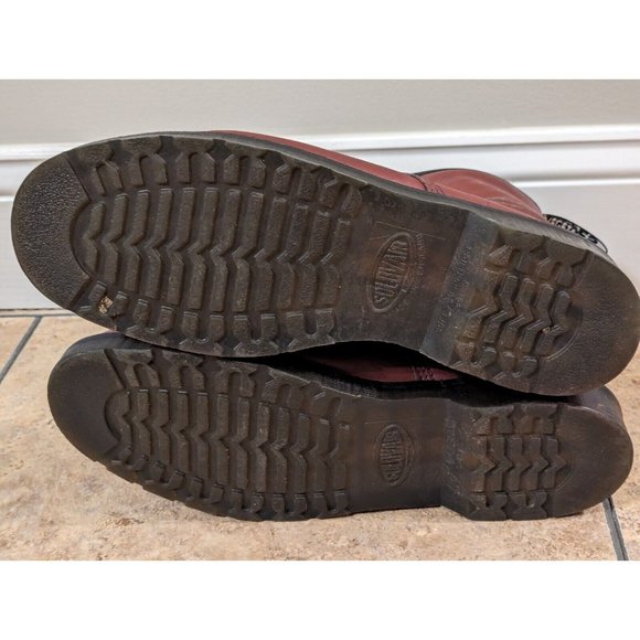 Vegetarian Shoes Combat 8-Eye Tall Boots Dark Red Men's US 14 Handmade In UK - Picture 14 of 16